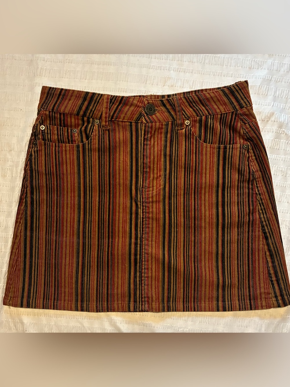 Indigo Rein Striped Corduroy Mini Skirt Size 3 Retro Fall